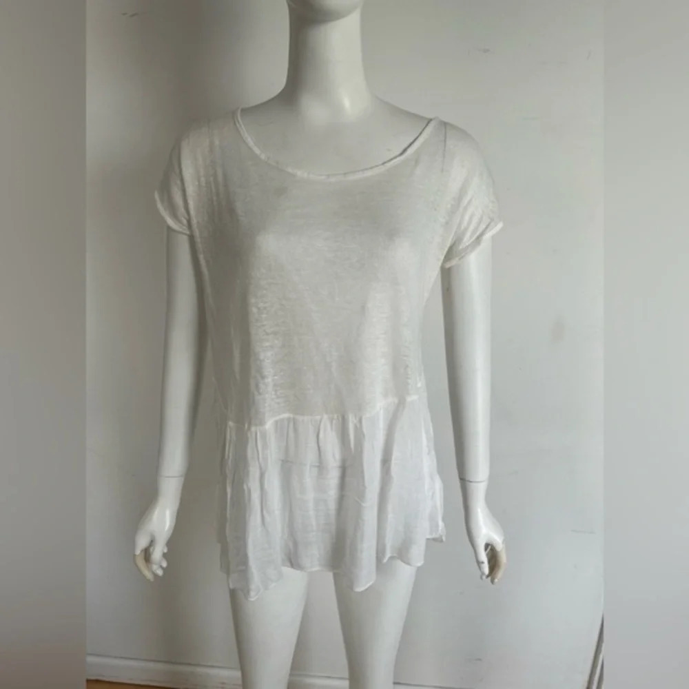 NWT 58$ Sunflower Italy Womens Top Size L White Lace Back Tee Shirt Blouse